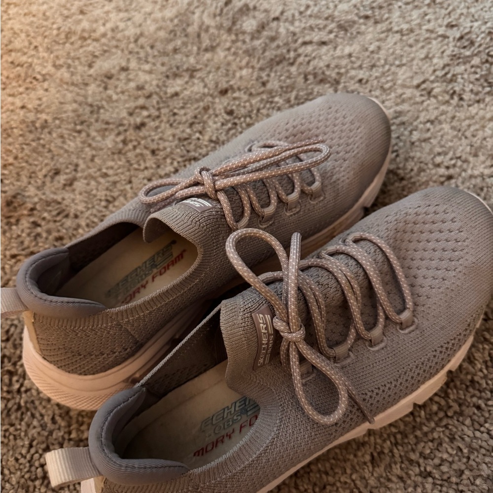 Skechers Taupe Knit Sneakers